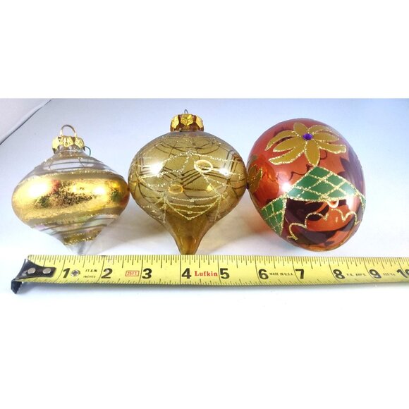 Vintage Hand-Painted Hand Blown Glass Christmas Ornaments Set Of 3 - Picture 13 of 13